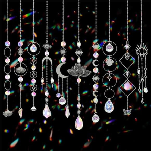 Sun Catchers, 10 Pcs Crystal Suncatcher Prism Hanging Kit with Chain Rainbow - Picture 7 of 7